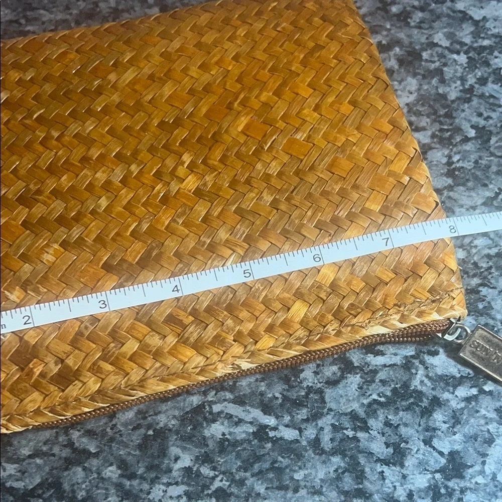 Sun N Sand Rattan Woven Tan Clutch‎ Wristlet with beading